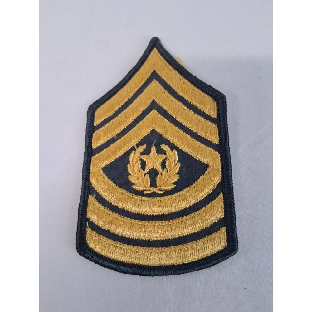 US Army Command Sergeant Major Patch Gold Black Embroidered Rank Insignia NOS